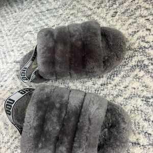 UGG Gray Fluffy Slippers